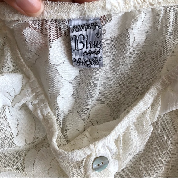 Blue Night White Lace Wide Scoop Blouse - Picture 5 of 5